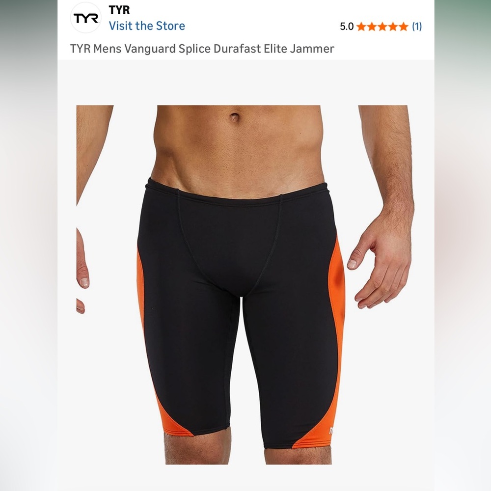 TYR Men's Durafast Elite Jammer - Black and Orange